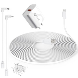 YEAOI 50 ft Camera Extension Cable for Wyze Cam v4, Wyze Cam Pan v3, Wyze OG, Wyze Cam v3 and v3 Pro，Outdoor Charging Cord with L-Shaped Adapter and 18W Power Adapter