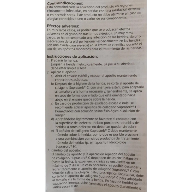 Suprasorb C 8x12 Apósito De Colágeno (1 Pza) Blanco