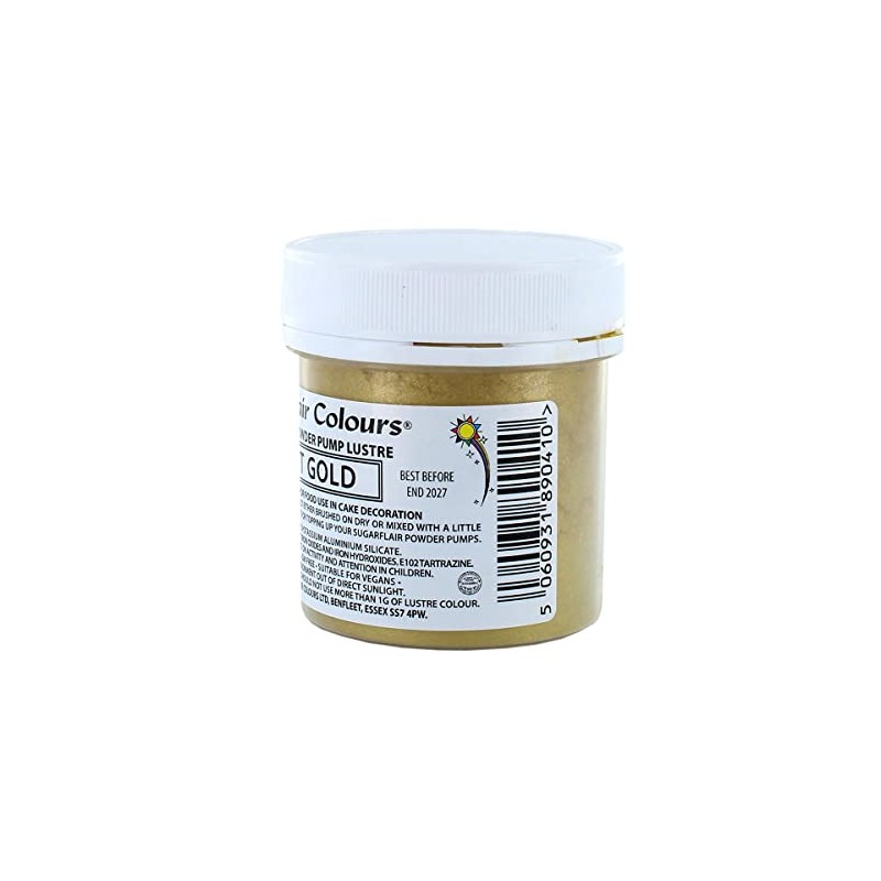 Sugarflair Light Gold E171 Free Edible Glitter Dust Powder Pump
