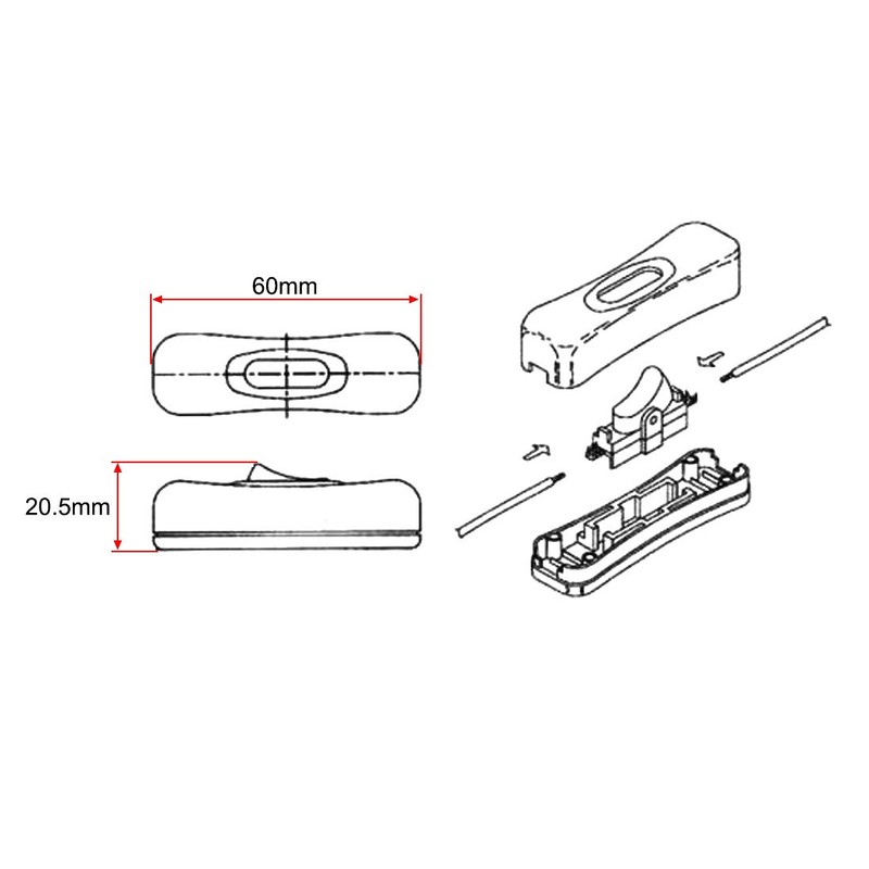 uxcell Inline Cord Switch AC 250V 2A SPST Feed-Through Rocker