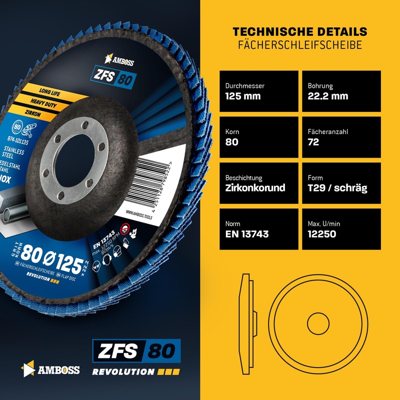 Abrasive Flap Disc Zircon Slanted K80 125 mm