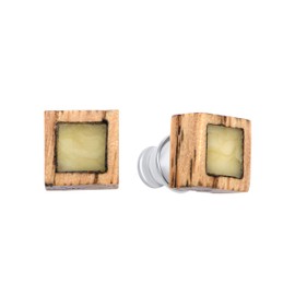 ANDANTE Premium Collection - Master of Zen - Genuine Natural Baltic Sea Amber Stud Earrings, 925 Sterling Silver and Fossil Oak - Certified - Gold of the Sea, Natural Baltic Sea amber, certified,