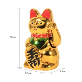 Vvikizy Gato de Prosperidad de Riqueza con Pata de Mano Ondeando de Oro, Gran Pieza de Iluminaciones Orientales para Sala de Estar, Decoración Tradicional Japonesa-China