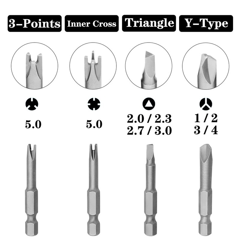Saipor 13pcs 50mm Magnetic Special Shape Screwdriver Bit Set (Phillips,
