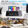 Varhomax Glass Desk Whiteboard with Wireless Charger, Desktop Organizer Dry