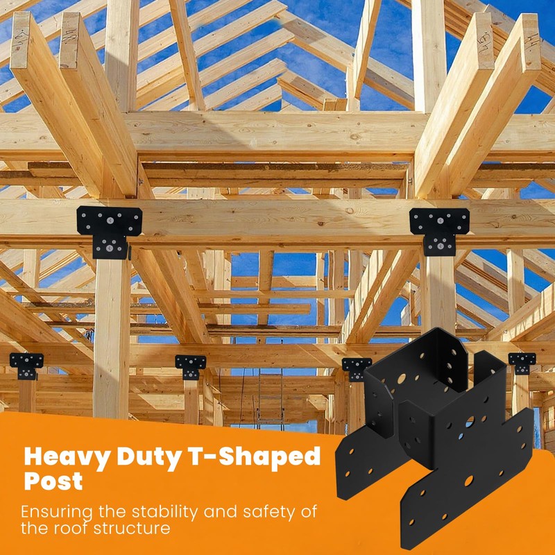 EONECROSS 2 Set Heavy Duty Steel T-Shaped Post to Beam