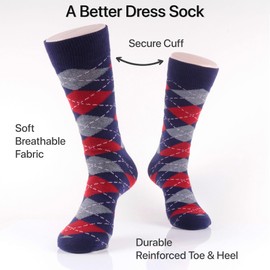 12 Pack Dress Socks for Men- Fancy Argyle and Classic Pattern Dress Socks