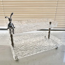 2 Tier Acrylic Bathroom Countertop Organizer Shelf with WaterDesign, Multifunctional Makeup Storage Rack for Washbasin, Restrooms