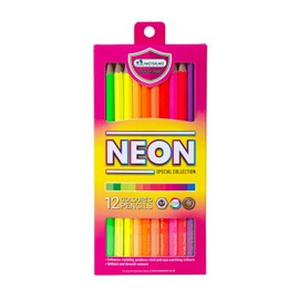 MASTERART Neon Colored Pencils 12 Fluorescent Colors Set for Kids and Adults Coloring