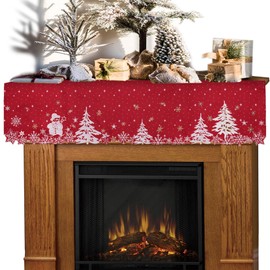 Grelucgo Embroidered Christmas Holiday Snowman Mantel Scarf Top Runner 70×17 Inches (Snowman)