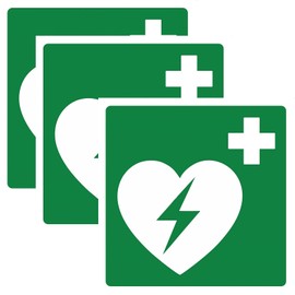 Movilideas 3 pezzi di defibrillatore PVC adesivo resistente per esterni ed interni (18,5 x 18,5 cm) adesivo adesivo adesivo