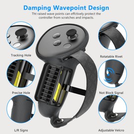 MLemonVR Silicone Cover Set for Meta/Oculus Quest 3s Accessories Includes VR Case Cover Face Interface Cover Upgraded Battery Opening Controller Grip Cover Lens Cap Protector Disposable Eyecup (Black)