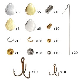 140pcs Copper Blade Inline Spinner Bait Lure Kit Bass Spoon Spinnerbait Building Fishing Lures Kit DIY Fishing Tool Accessories Set