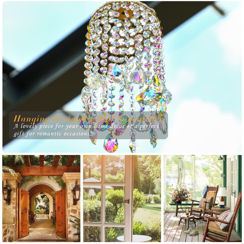 Crystal Chandelier Wind Chimes Suncatcher Pendant, Aurora Light Catcher for
