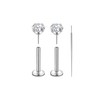 CANDYFANCY 1 Pair 16g G23 Titanium Threadless 4mm CZ Stud