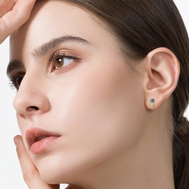 Pineapple Earrings Stud Sterling Silver Small Yellow Opal Pineapple Jewelry Gift for Women