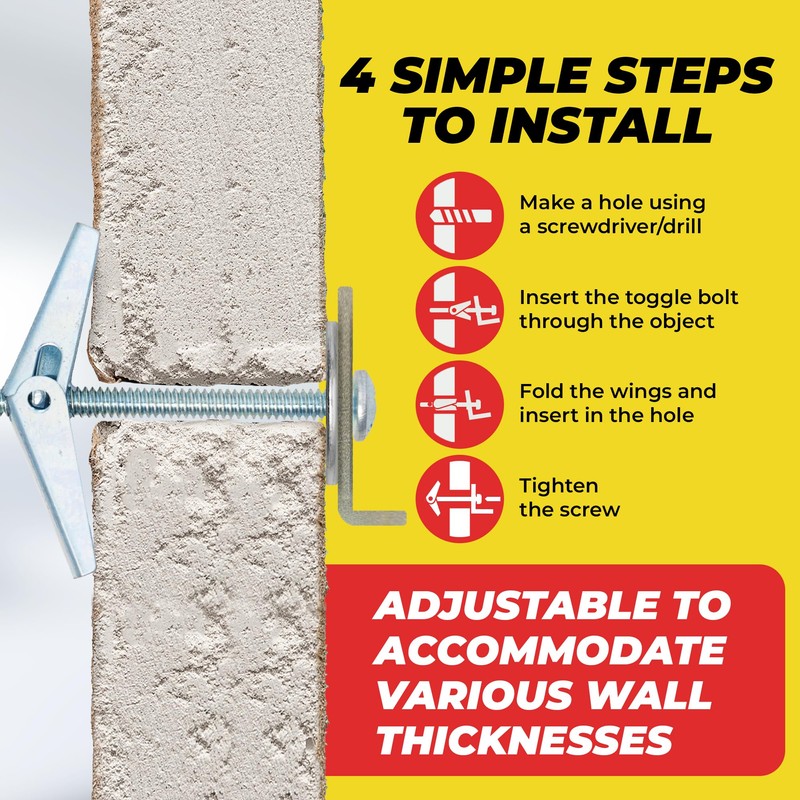 QUALIHOME Spring Toggle Bolt Anchors - Heavy Duty Wall Anchors