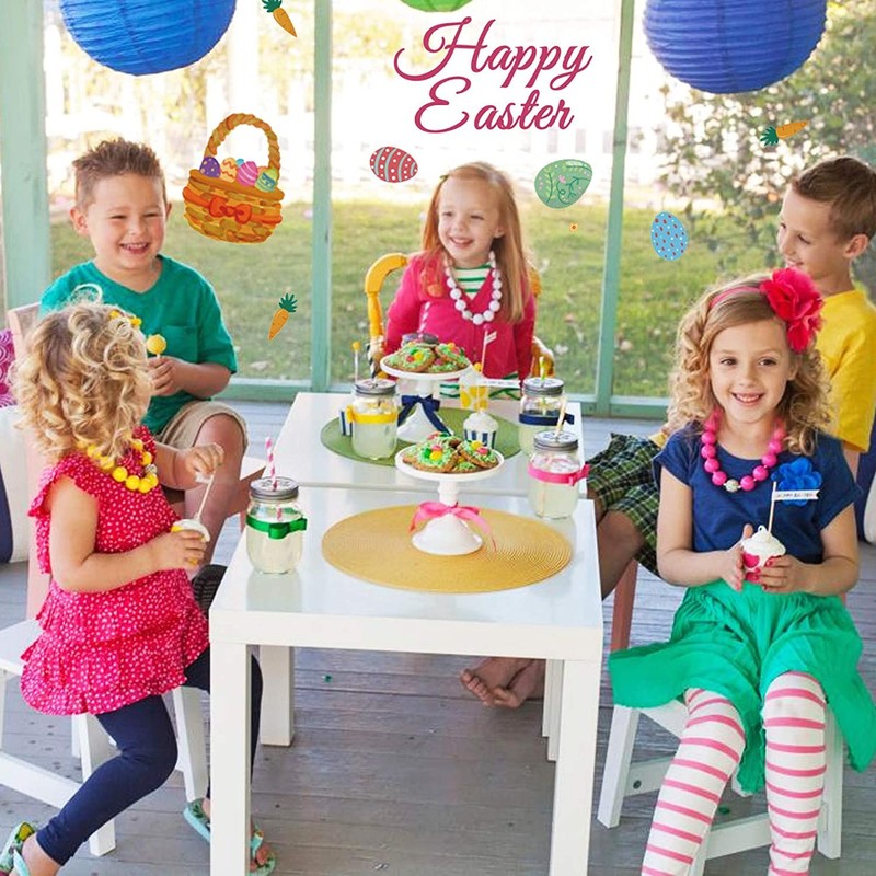 Easter Window Clings Decorations,121Pcs Easter Decorations for Glass Windows, Holiday