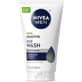 NIVEA Men Limpiador facial sensible, limpia sin secar la piel sensible, botella de 5 onzas líquidas