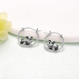 Schnauzer Earrings 925 Sterling Silver Schnauzer Hoop Earrings Cute Dog Jewelry Gifts for Women