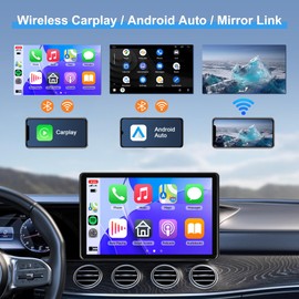 Rimoody Wireless Carplay Screen for Car, 8" Portable Carplay Android Auto with Bluetooth FM Transmission Airplay Android Cast GPS Mirror Link AUX Link Video Support Rear Camera with Video Play