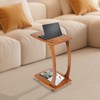 kunghei Solid Wood End Table with Rolling Wheels, C Shaped