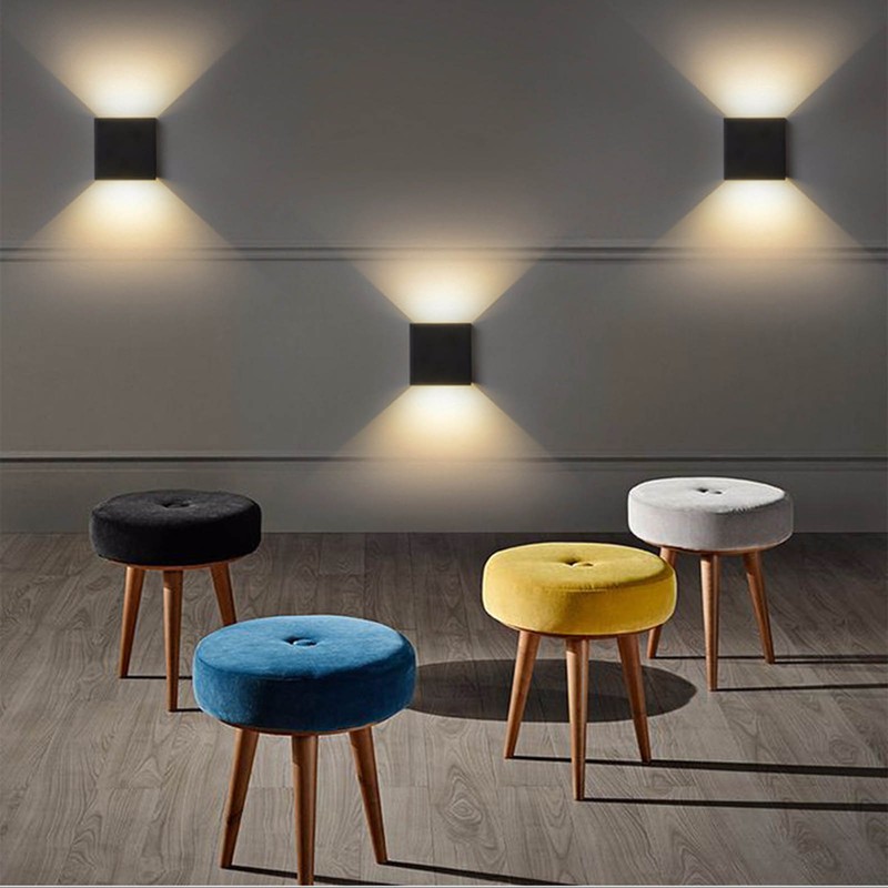 Wall Sconce Black Quadrate 12W 3000K Warm Lighting Decorative Aluminum