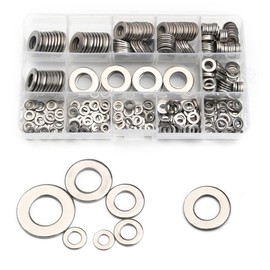 TopHomer 395 Pieces Flat Washer, 304 Stainless Steel Fender Washer Assortment Set, 6 Different Size (M4 M5 M6 M8 M10 M12) for Home & Industries Usage