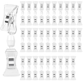 Clear Merchandise Display Sign Clips - 30 Pack Plastic Label Pop Holder for Shelf, Double Sided Swivel Price Tag on Clothing Rack, Rotatable Menu Clips for Retail Sale Display