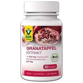 Raab Vitalfood Bio Granatapfel Extrakt Kapseln mit 215 mg Polyphenolen pro Tag, 1x 80 Kapseln Ã  530 mg pro Packung