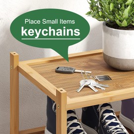 kiplant 4-Tier Shoe Rack for Entryway, Bamboo Wood Shoe Rack 4-Tier, Stackable Shoe Organizer for Closet, Free Standing Shoe Racks for Indoor & Outdoor