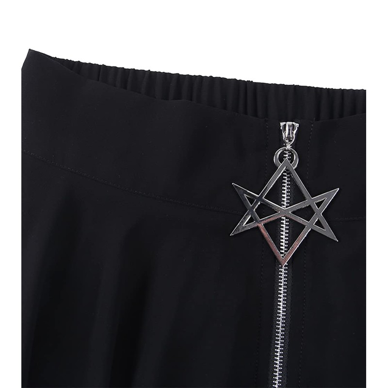 DINGJIUYAN Women's Goth Flowy High-Waisted Skirt