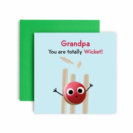 Huxters Birthday Cards for Men - Have a Totally Wicket Cricket Grandpa Birthday Card for him - Funny Fathers Day Card for Grandpa Fun Happy Birthday - 14.8cm (Grandpa)
