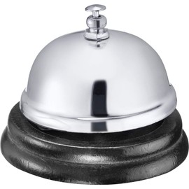 Westmark Table Bell / Reception Bell, Diameter 8 cm, Clear Sound, Wood/Steel (Chrome-Plated), Apart, Silver/Black, 63242260