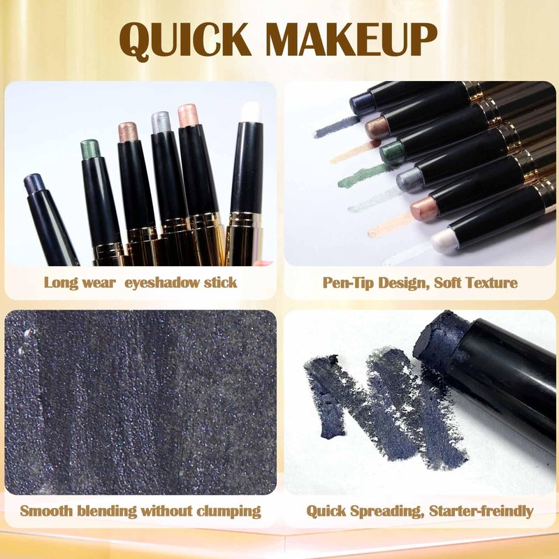 Prreal Eyeshadow Stick,Dual End Shimmer Eyeshadow Stick,Pearl Eyeshadow Pencil Crayon,Waterproof