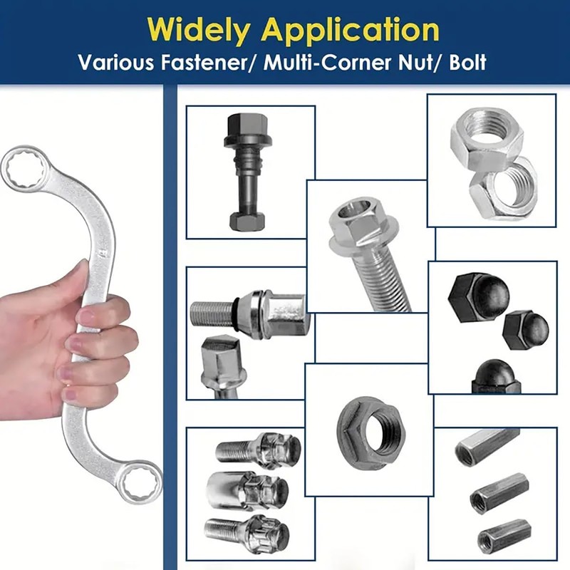 AIMALL 5-Piece S-Style Double-Ended Ring Wrench Set – U-Shaped C-Shaped