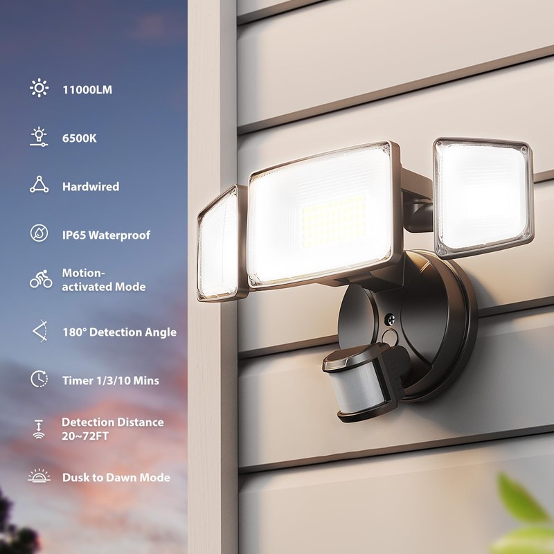 Onforu 2 Pack 100W 11000LM LED Motion Sensor Outdoor Lights,