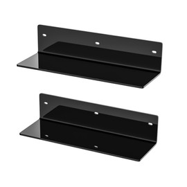 Sezanrpt 12 Inches Black Wall Shelves Set of 2, Acrylic Bathroom Shelves Wall Mounted for Home Décor, Plants, Cosmetics, Skincare, Moisture-proof, 4'' Depth, 2 Pack