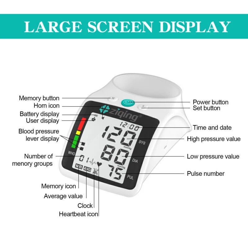 ZIQING Automatic Upper Arm Blood Pressure Monitor Digital Machine Meter