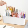 W&H 5 PCS Plastic Storage Boxes, White Rectangle Bathroom Storage