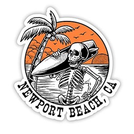 Squiddy Newport Beach California - Vinyl Sticker Decal for Phone, Laptop, Water Bottle (3" high)