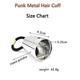 2PCS Metal Circle Hair Cuff Elastic Hair Band Hair Ties Ponytail Holder Buckles Hair Rope Hair Wrap Accessories Punk Hair Rings for High Ponytail(Gold+Silver)