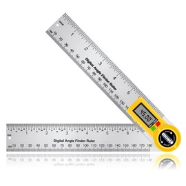 Digital Angle Finder Protractor, 2 in 1 Angle Finder Ruler with 7 inch/200mm Stainless Steel Angle Measuring Tool Large LCD Display Protractor for Woodworking, Construction