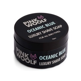 Pink Woolf Luxury Shaving Soap for All Skin Type (Oceanic Blue Soap) with Shea Butter to Moisturize Skin 50gms