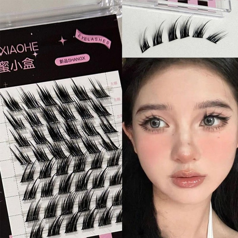 single cluster foxeye effect handmade natural false eyelashes makeup eyelashes