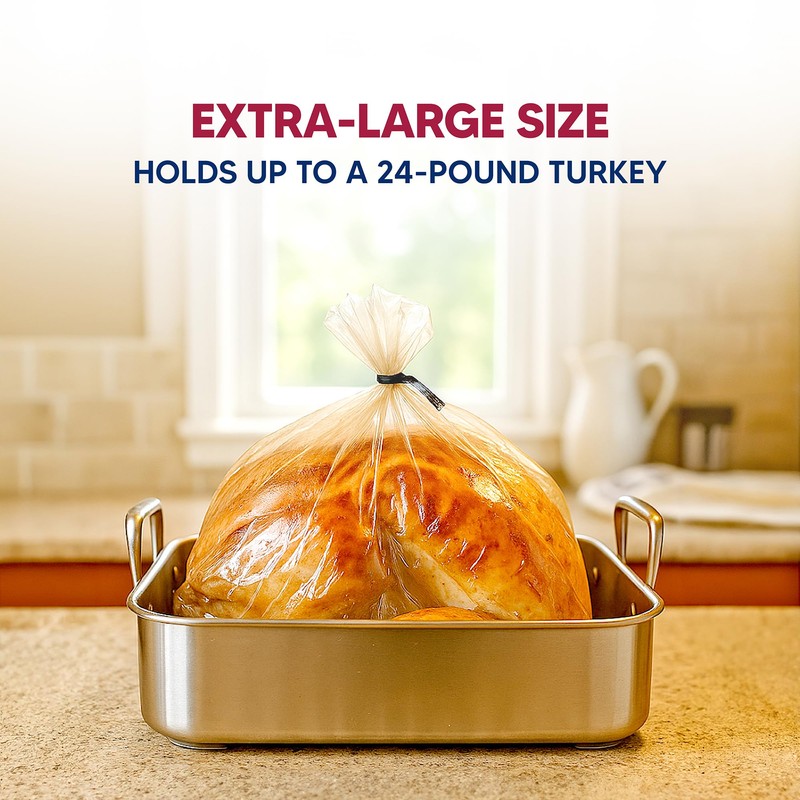 HIC Kitchen Roasting Extra-Large Oven Roasting Bags with Zip Ties,
