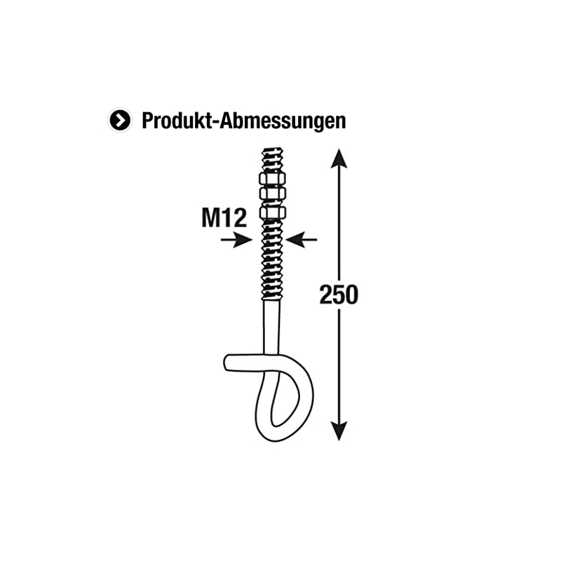 CONNEX DY270532 M12 x 250mm Safety Hook for Swing