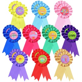 Motiskyy 20 Pcs Happy Birthday Award Ribbon 2.95 x 6.3 Inches Stylish Multicolor Tinplate Badge Pins Happy Birthday Pin for Boy Girl Adult Happy Birthday Ribbon for Self Gifting Birthday Party Favors