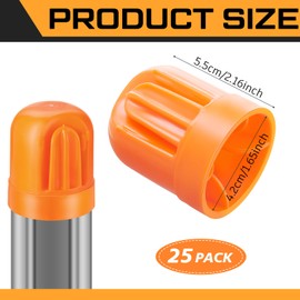 Juexica 25 Pcs T Post Rebar Caps Safe T Post Caps Rebar Safety Caps Orange T Post Topper Safety Orange for T Posts and U Posts for Wire and Tape Ends of Tent Stakes, Rebar, Pipe, Livestock Fencing