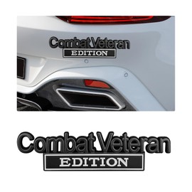 Ziciner Combat Veteran Edition Emblem, 3D Metal Raised Car Fender Badge Decal with Strong Adhesive, Universal Combat Veteran Letters Sticker Replacement for Car (Black & White)